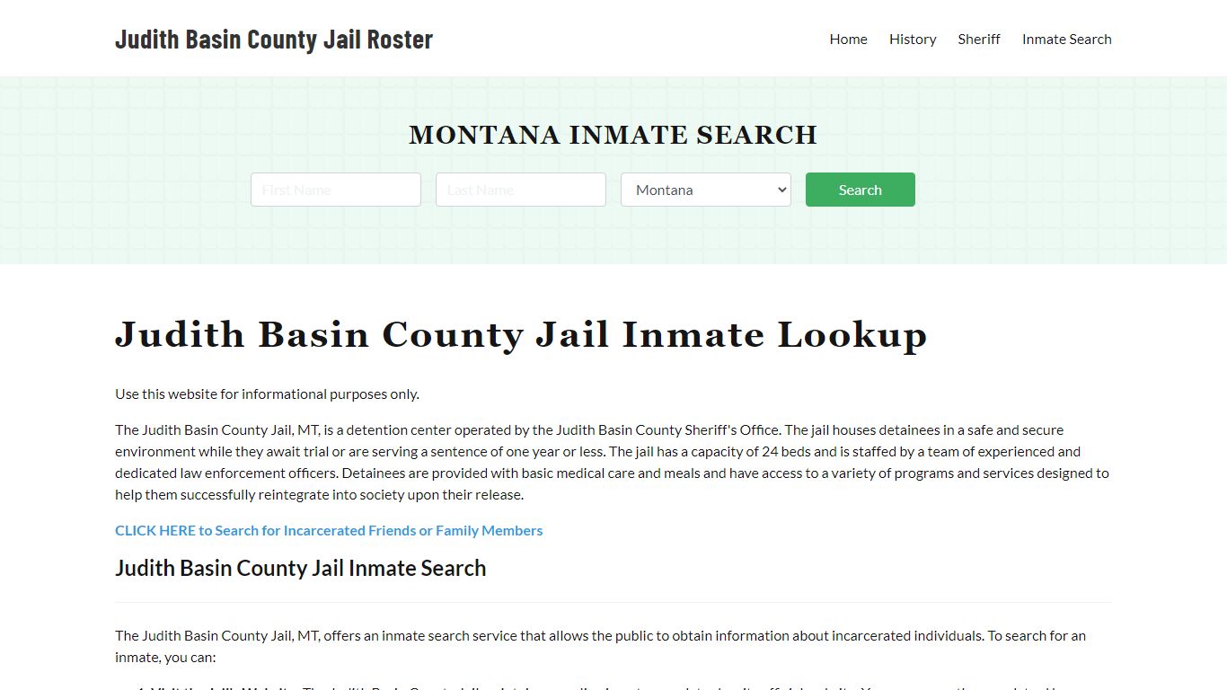 Judith Basin County Jail Roster Lookup, MT, Inmate Search