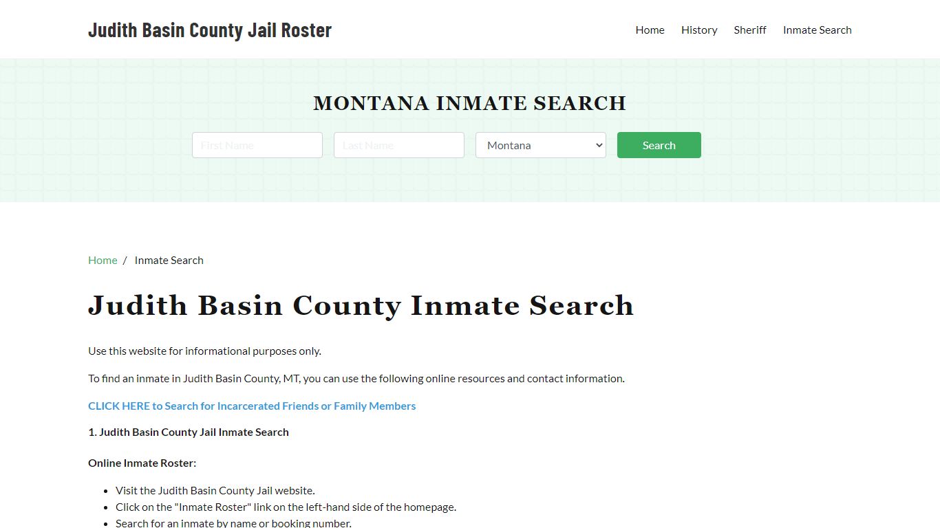 Judith Basin County, MT Detainee Lookup