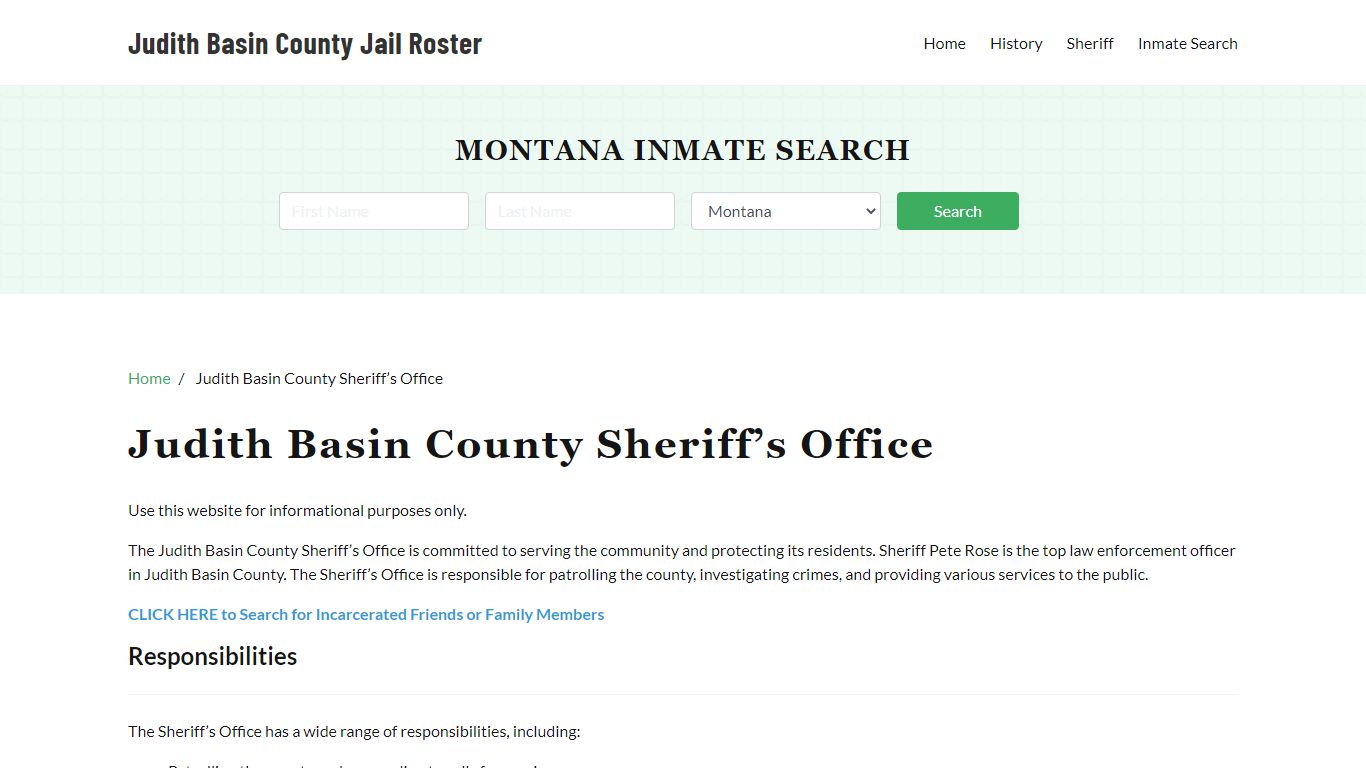 Judith Basin County Sheriff Office, MT, Arrest Warrants Search