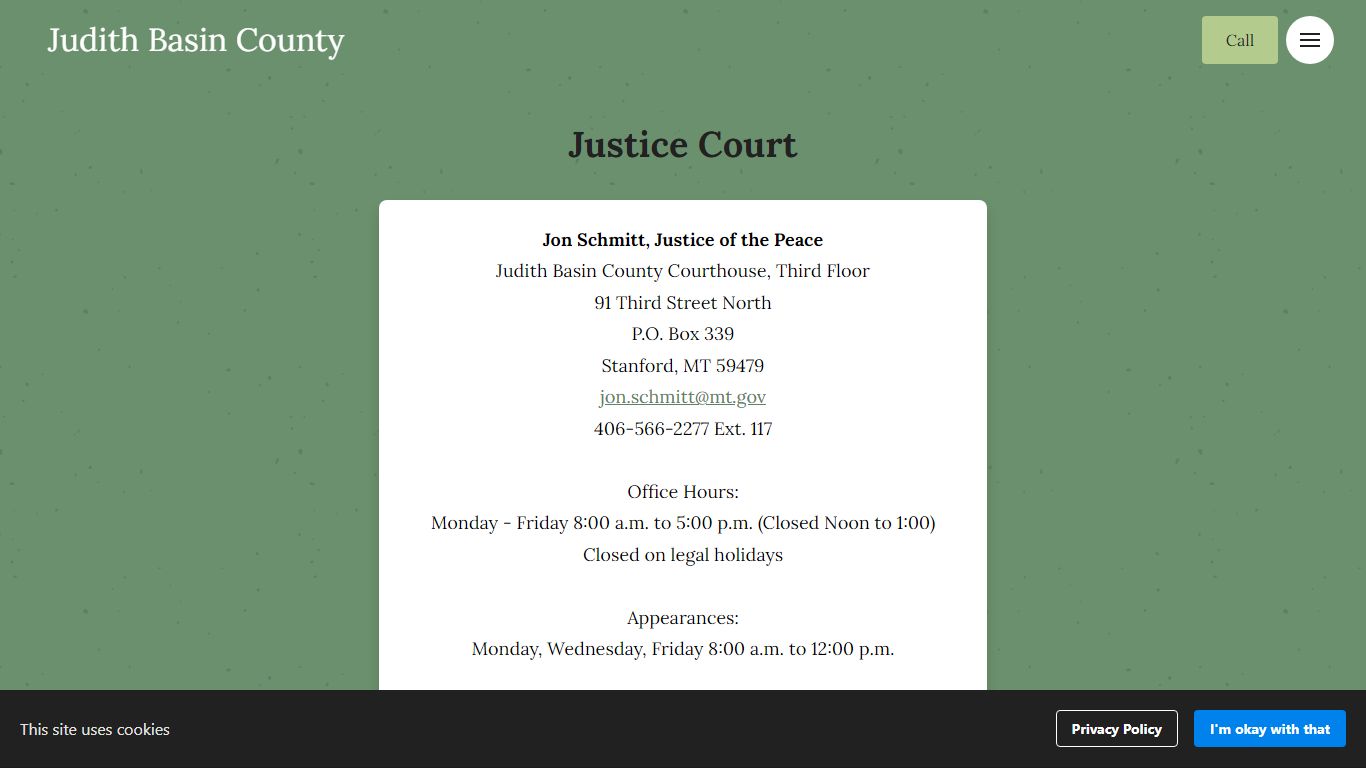 Justice Court - Judith Basin County - Montana